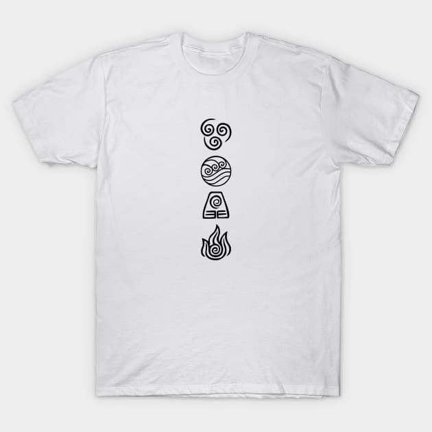 The Four Elements Black T-Shirt by Aniprint